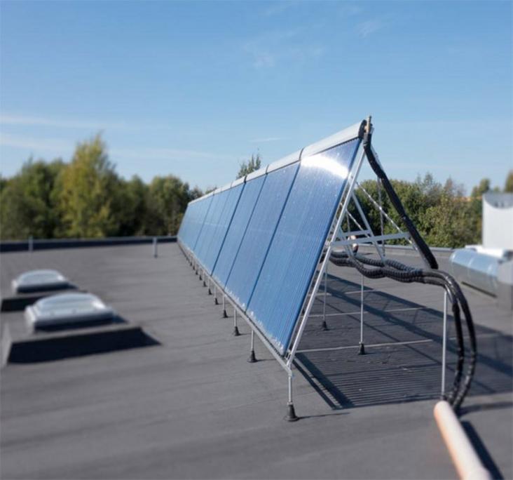 Image of a flat roof with solar panel